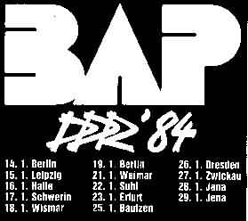 BAP - DDR - Tour 1984 Aufkleber. Die Tour die durch eine kurzen Einreise in die DDR und einer schnellen Ausreise ohne DDR Konzerte in die Analen eingegangen ist.